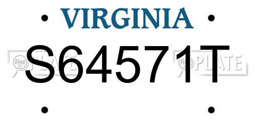 S64571T Virginia License Plate