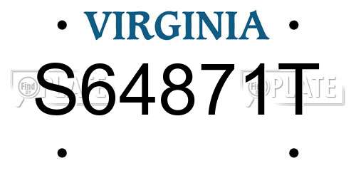 S64871T Virginia License Plate