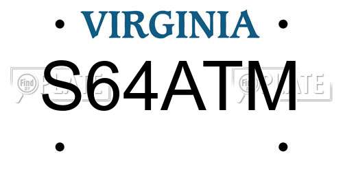 S64ATM Virginia License Plate