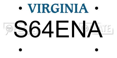 S64ENA Virginia License Plate