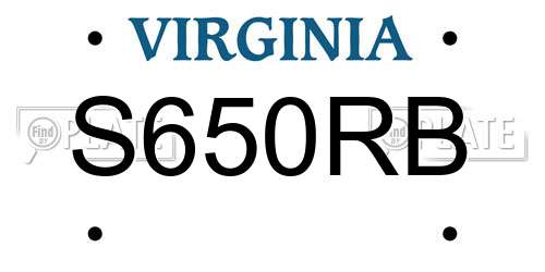 S650RB Virginia License Plate