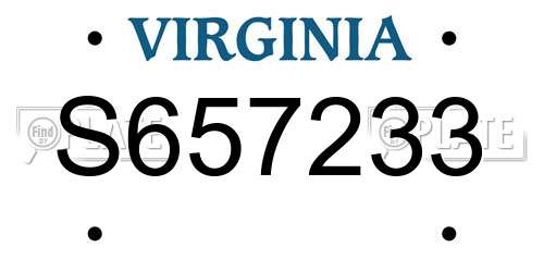 S657233 Virginia License Plate