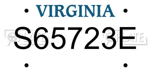 S65723E Virginia License Plate