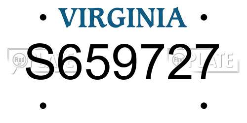 S659727 Virginia License Plate