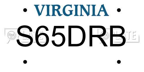 S65DRB Virginia License Plate
