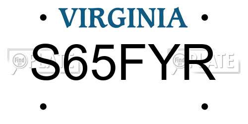 S65FYR Virginia License Plate