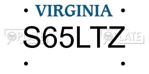 S65LTZ Virginia License Plate