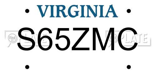 S65ZMC Virginia License Plate