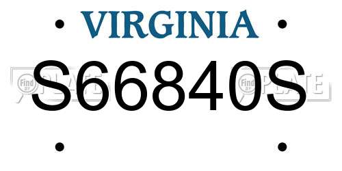 S66840S Virginia License Plate