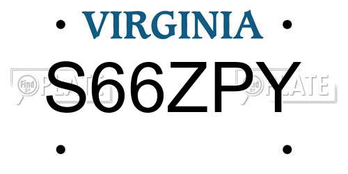 S66ZPY Virginia License Plate