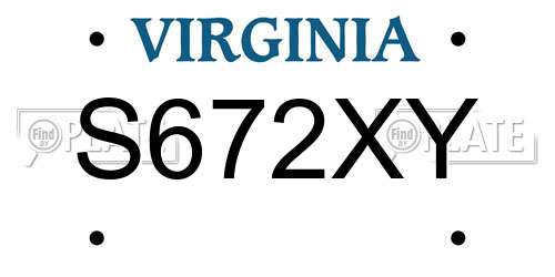 S672XY Virginia License Plate