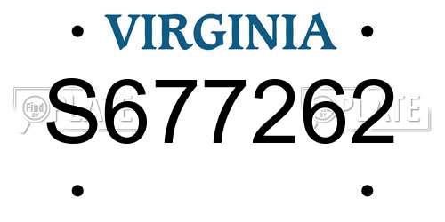 S677262 Virginia License Plate