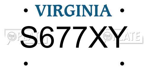 S677XY Virginia License Plate