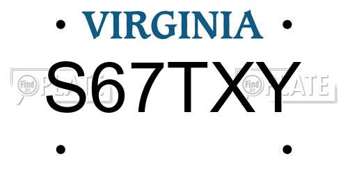 S67TXY Virginia License Plate