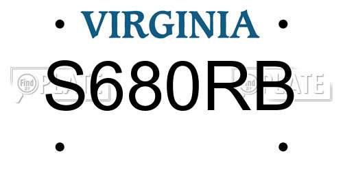 S680RB Virginia License Plate