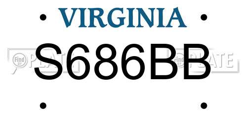 S686BB Virginia License Plate