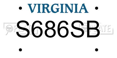 S686SB Virginia License Plate