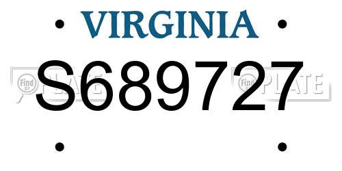 S689727 Virginia License Plate