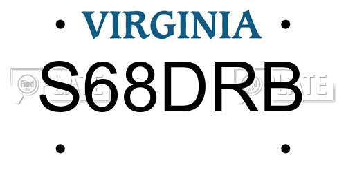 S68DRB Virginia License Plate