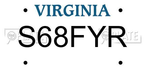 S68FYR Virginia License Plate