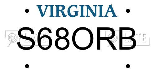 S68ORB Virginia License Plate
