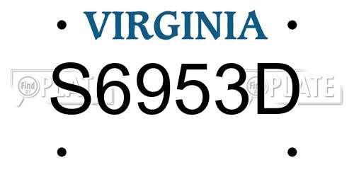 S6953D Virginia License Plate