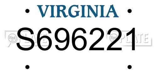 S696221 Virginia License Plate