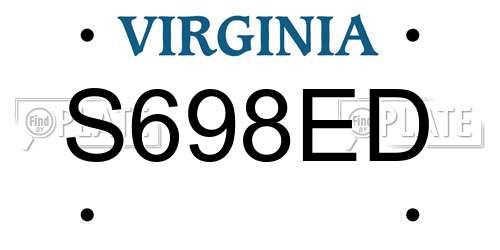 S698ED Virginia License Plate