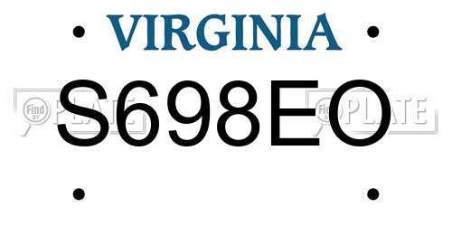 S698EO Virginia License Plate