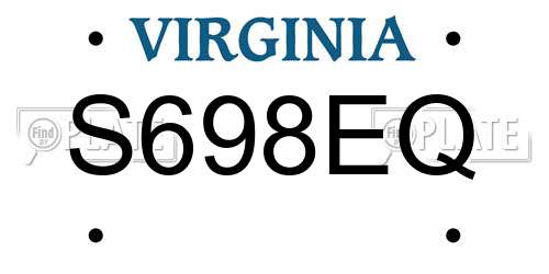S698EQ Virginia License Plate