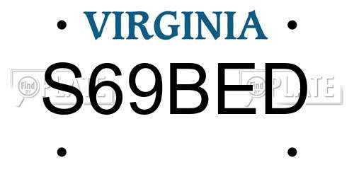 S69BED Virginia License Plate
