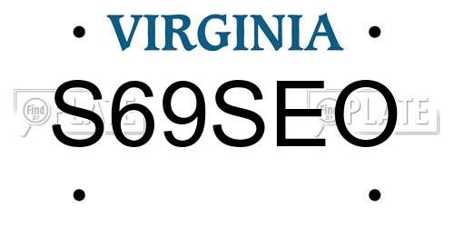 S69SEO Virginia License Plate
