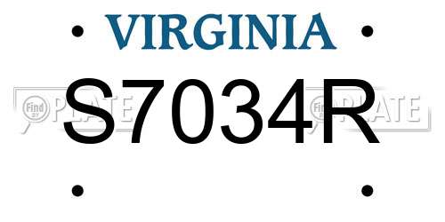 S7034R Virginia License Plate