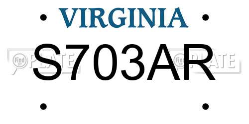 S703AR Virginia License Plate