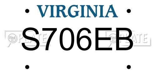 S706EB Virginia License Plate