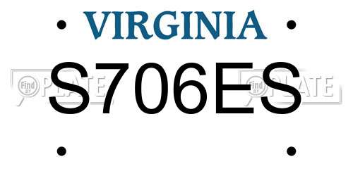 S706ES Virginia License Plate