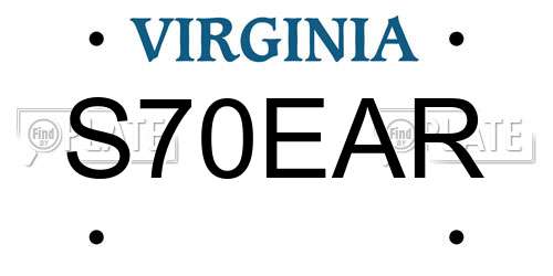 S70EAR Virginia License Plate