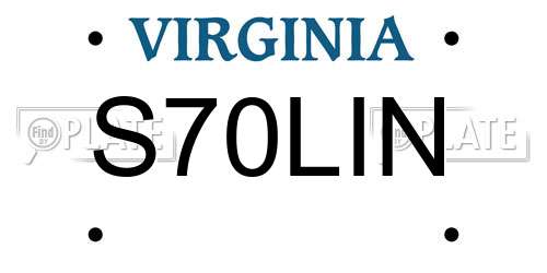 S70LIN Virginia License Plate