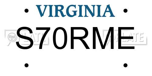 S70RME Virginia License Plate