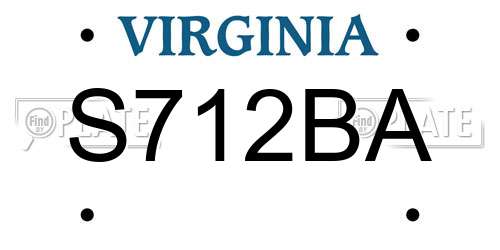 S712BA Virginia License Plate