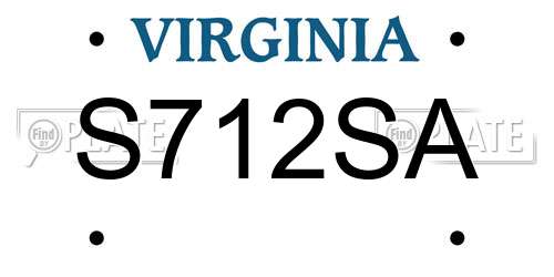 S712SA Virginia License Plate