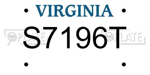 S7196T Virginia License Plate