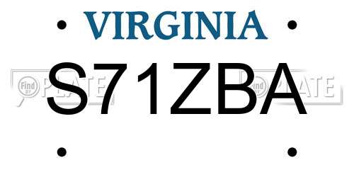 S71ZBA Virginia License Plate