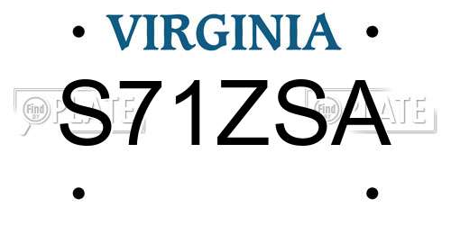 S71ZSA Virginia License Plate