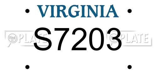 S7203 Virginia License Plate
