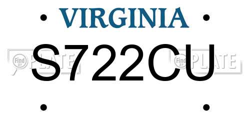 S722CU Virginia License Plate