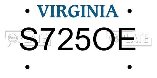 S725OE Virginia License Plate