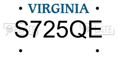 S725QE Virginia License Plate