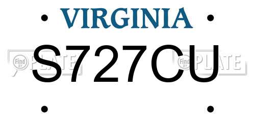 S727CU Virginia License Plate