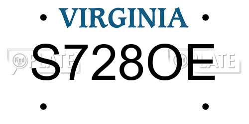 S728OE Virginia License Plate